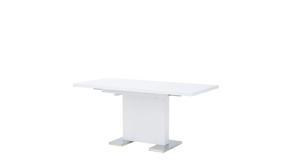 Stół rozkładany w białym połysku EVER NEW na stalowej nodze