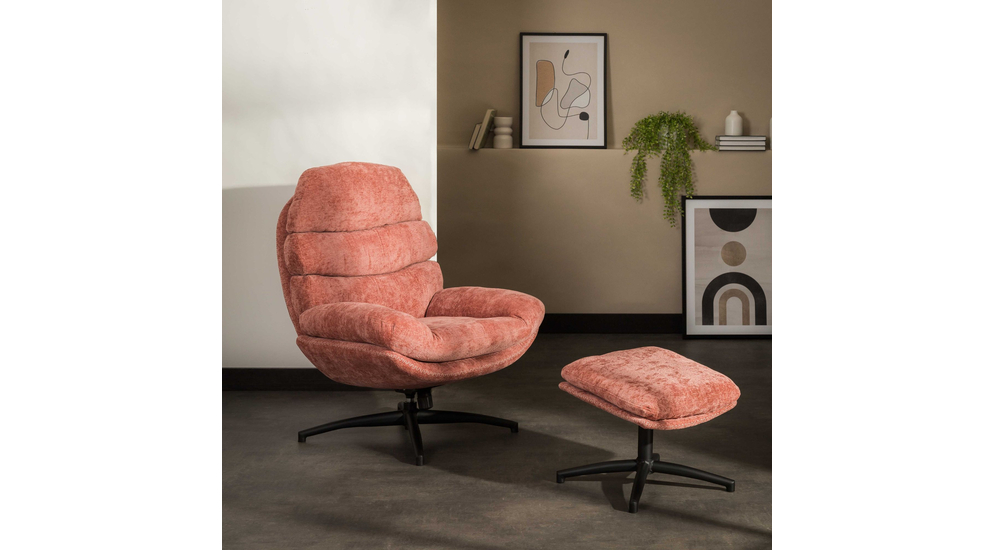 Fotel wypoczynkowy z podnóżkiem różowy DEFIT