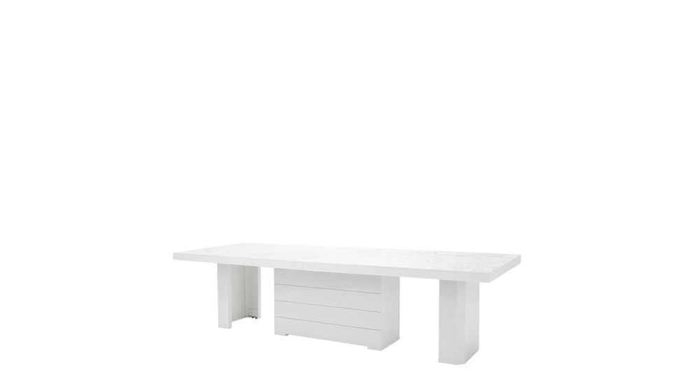Stół rozkładany KOLOS II biały / nadruk marble marmur połysk