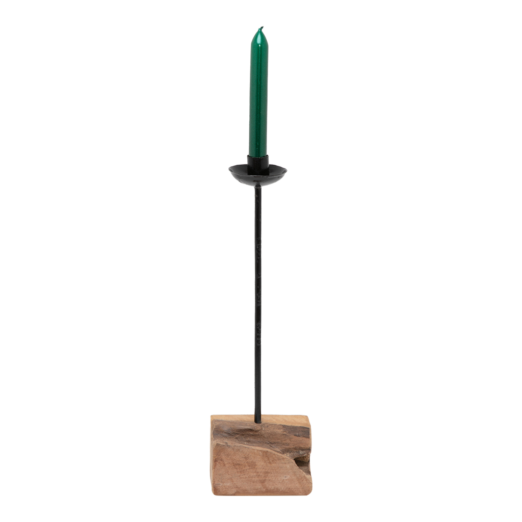 Świecznik na świecę stożkową drewniany 38,5 cm