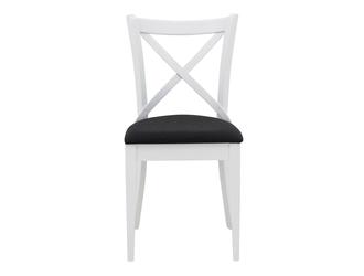 Krzesło drewniane białe, z czarnym siedziskiem FRESCO