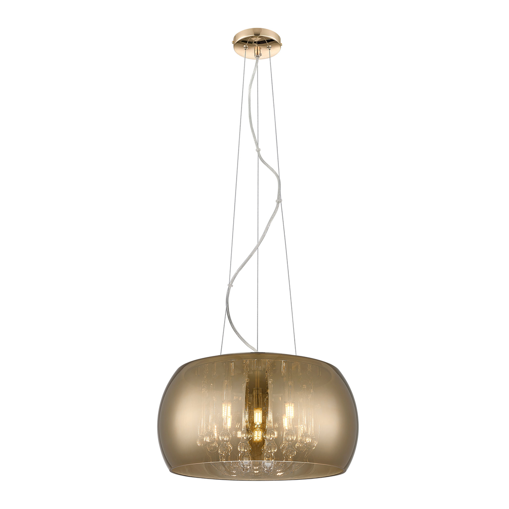 Lampa CRYSTAL o złotym wykończeniu zadba o styl i odpowiednią prezencję Twojego salonu.