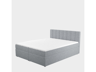 Łóżko kontynentalne z toperem szare PEDRO PU 180x200 cm