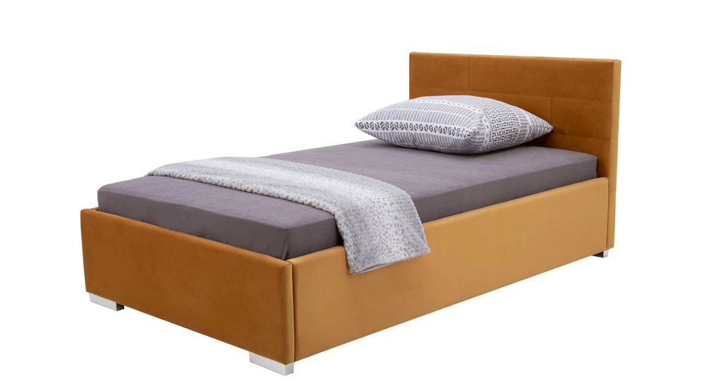 Łóżko musztardowe z pojemnikiem MEZO 90x200 cm
