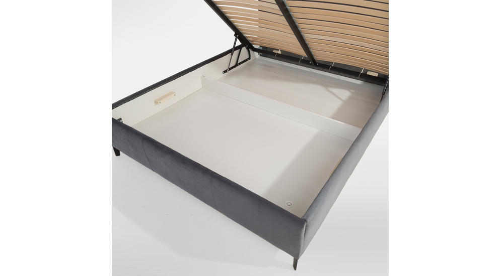Łóżko ze stelażem szare VIVALDO 160x200 cm