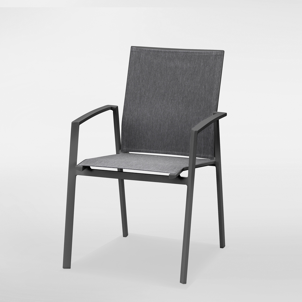 Krzesło ogrodowe z siedziskiem oraz oparciem pokrytym tkaniną