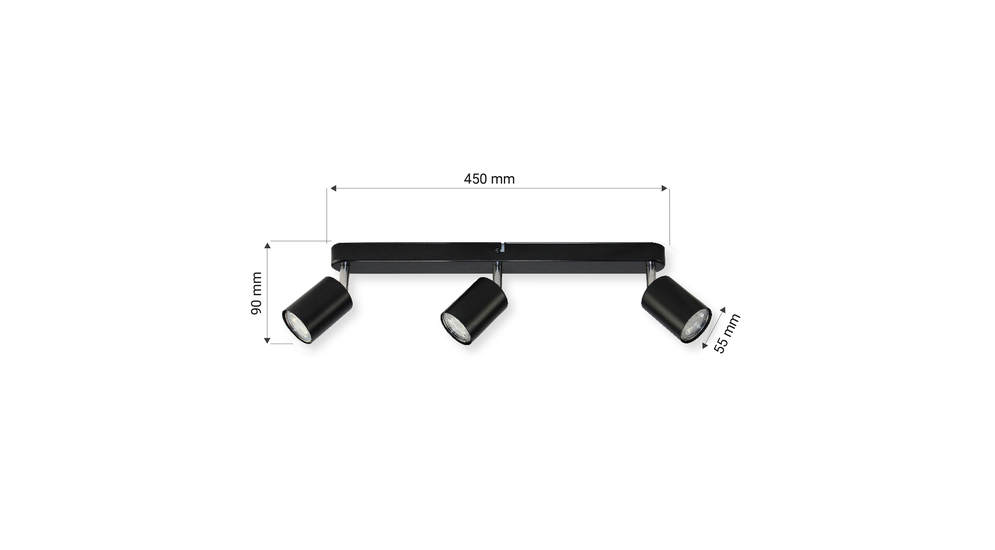 3-punktowy model czarnej listwy ORO GAVIA posiada oprawę dla żarówek LED typu GU10 o mocy maksymalnej 10W. Umieścisz w nim żarówki o ciepłej, zimnej lub neutralnej temperaturze barwowej.