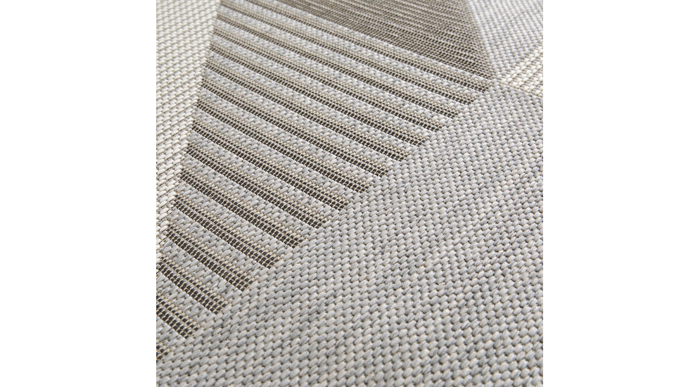 Dywan geometryczny TOSCA 120x170 cm utrzymany w odcieniach szarości, do minimalistycznego wnętrza, zbliżenie.