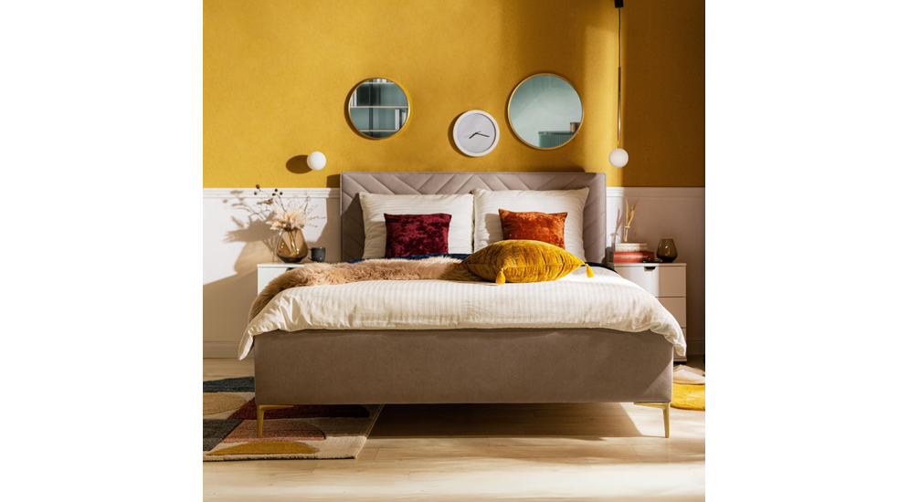 Łóżko welurowe tapicerowane z pojemnikiem PINO 160x200 cm
