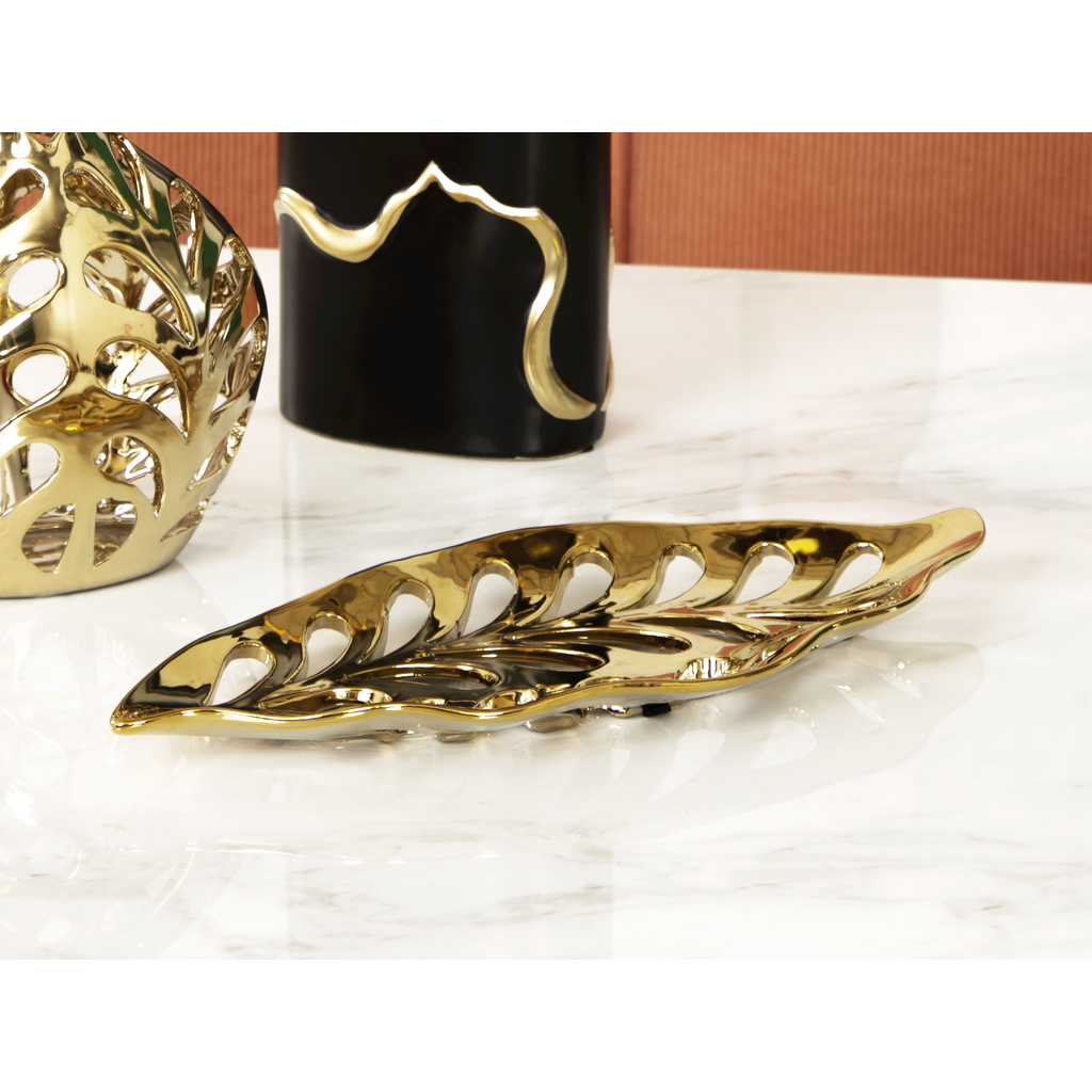 Patera dekoracyjna złota ażurowa 35,5 cm