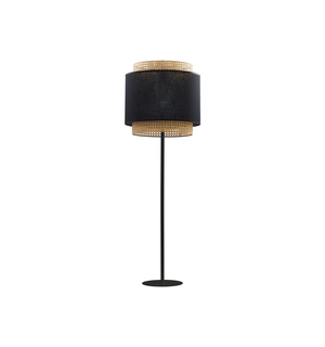 Lampa podłogowa rattanowa czarna BOHO 145 cm