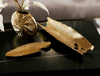 Patera dekoracyjna aluminiowa złota 11,5x34,5 cm