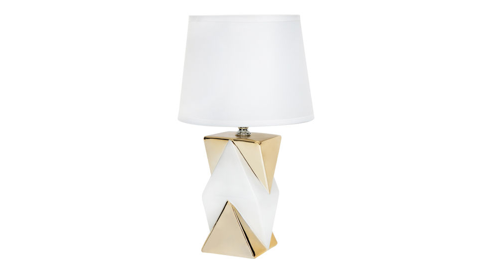 Lampka nocna ceramiczna glamour biało-złota