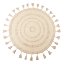 Dywanik okrągły z frędzlami kremowy BOHO 100 cm