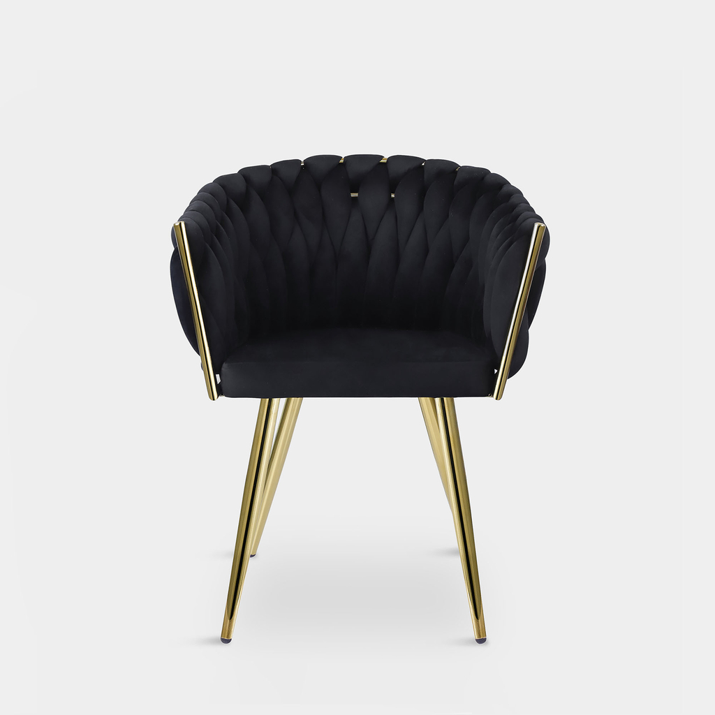 Krzesło welurowe na złotych nogach LIANA czarne