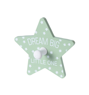 Wieszak do pokoju dziecinnego zielony w białe gwiazdki STAR 11x12 cm