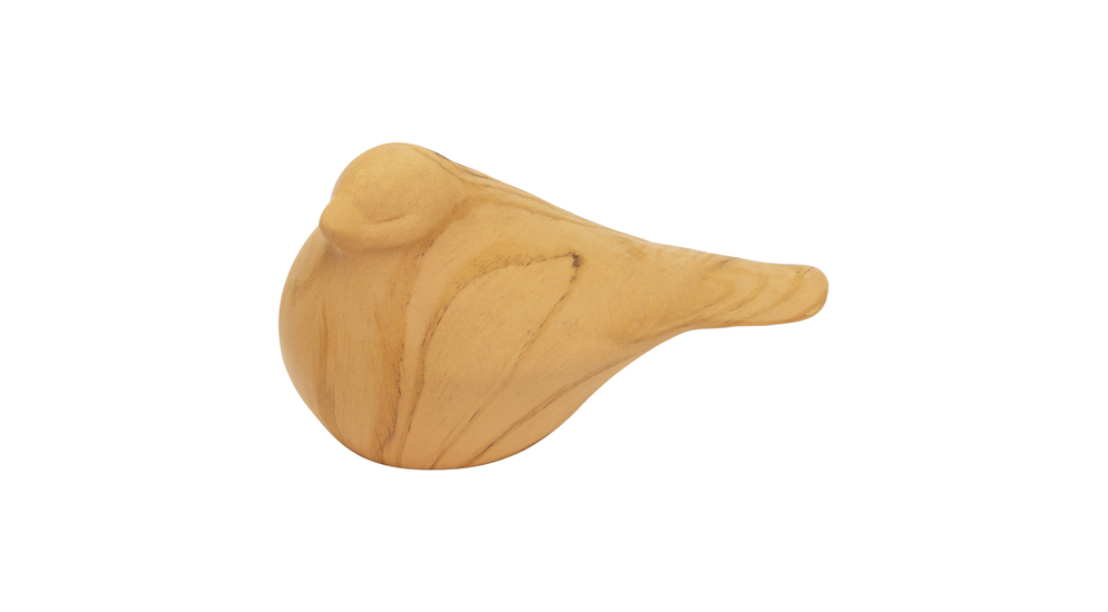Figurka ceramiczna ptaszek efekt jasnego drewna 16x9 cm