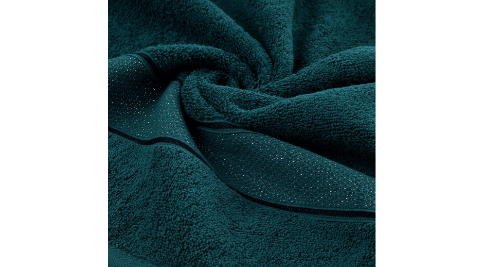 Zielony ręcznik z bawełny z ozdobną bordiurą