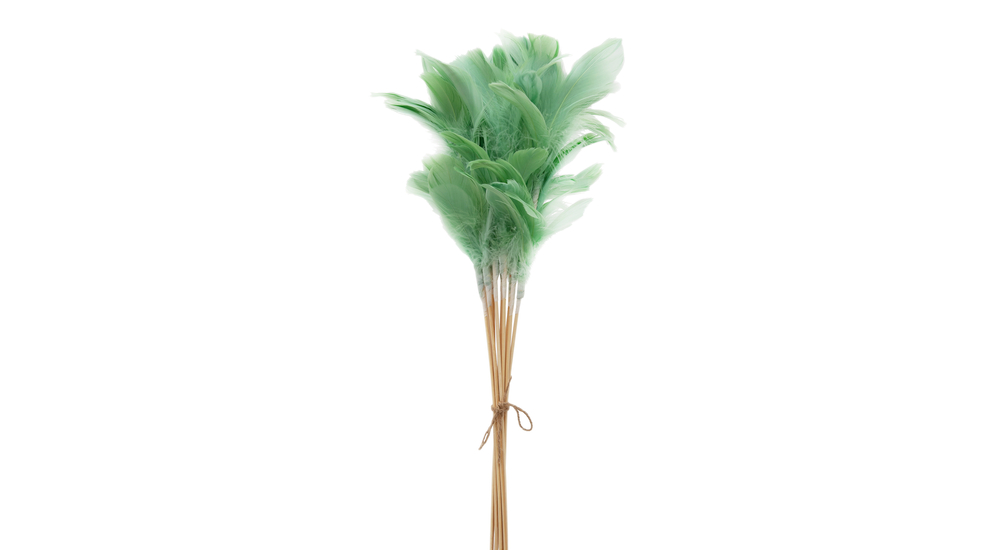 Gałązka dekoracyjna PIÓRA zielone 35 cm, 8 szt.