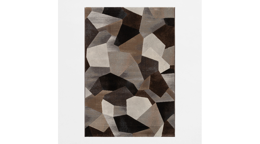 Dywan geometryczny brązowy SORRENTO 160x230 cm wykonany z przędzy polipropylenowej.