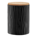 Pojemnik ceramiczny z bambusową pokrywką czarny TUVO 15,7 cm