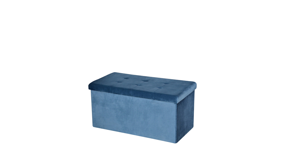 Puf składany z pojemnikiem niebieski 76,5x38x37,5 cm
