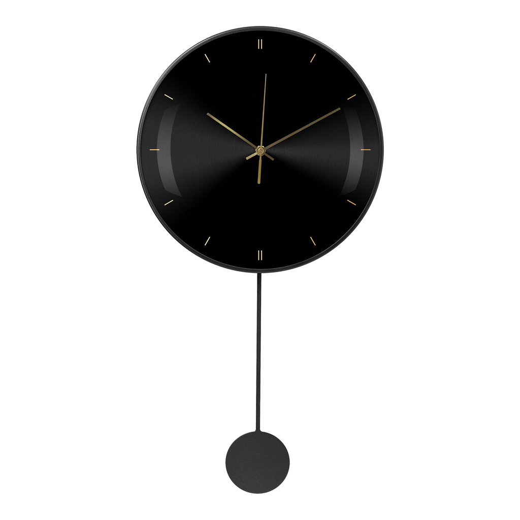 Czarny zegar wiszący z zegarem