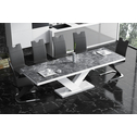 Stół rozkładany VICTORIA biały / nadruk czarny marmur mat