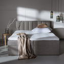 Łóżko kontynentalne z toperem szare PEDRO PU 160x200 cm