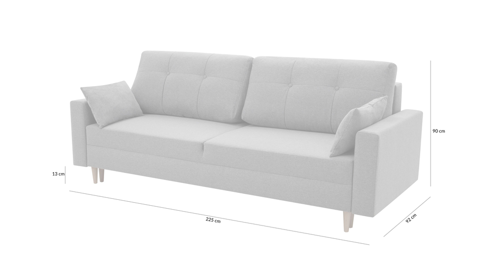 Sofa rozkładana 3-osobowa szara MOZI