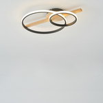 Lampa sufitowa LED 2 pierścienie jasne drewno czarna ALMERIA