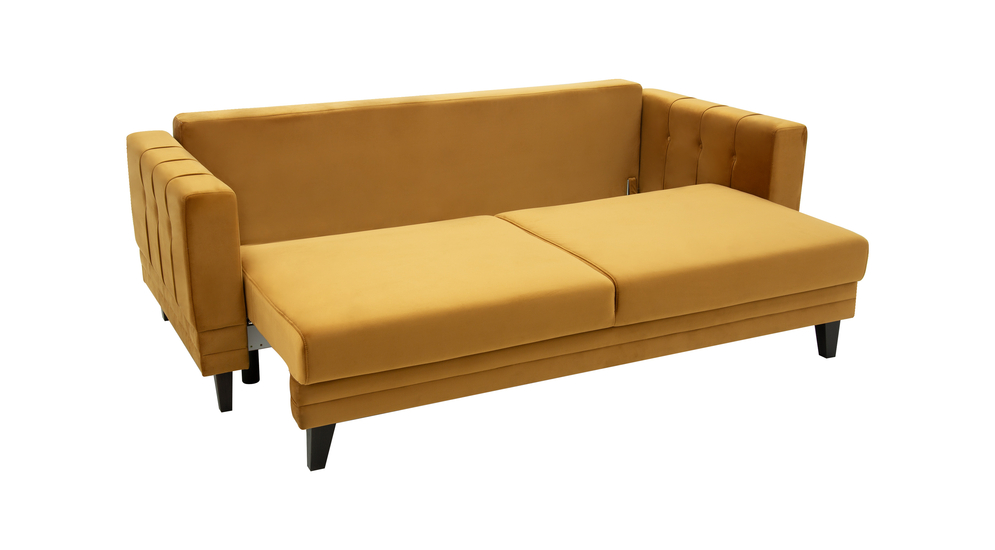 Sofa rozkładana musztardowa LUIS