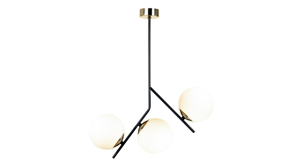 Nowoczesny styl lampy COSMO doda oryginalnego wykończenia do jego aranżacji. Zwróć uwagę na doskonałe zestawienie kulistych kloszy lampy z oszczędnym stelażem w kolorze czarnego, matu i delikatnych akcentów w odcieniu złota.
