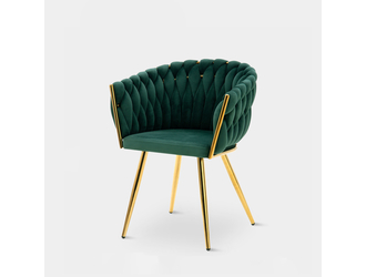 Krzesło welurowe na złotych nogach LIANA zielone