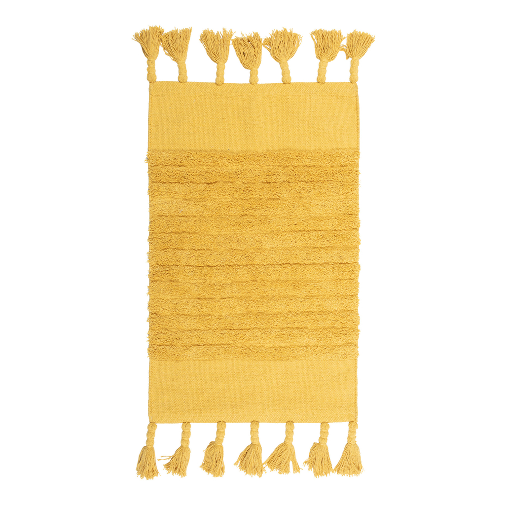 Dywanik bawełniany z frędzlami żółty BOHO 60x100 cm