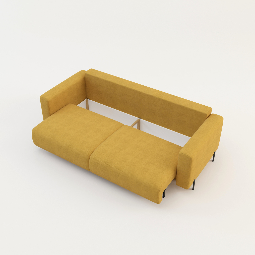Sofa rozkładana 3-osobowa żółta ARELLA