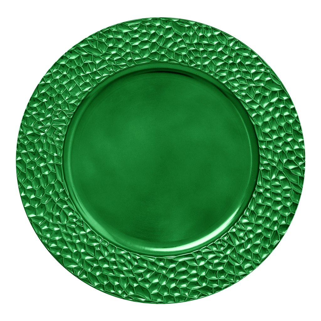 Talerz dekoracyjny podtalerz zdobiony  zielony 33 cm