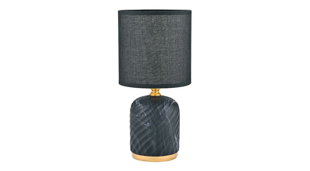 Lampa stołowa z ceramiczną podstawą, czarno złota do salony i sypialni.
