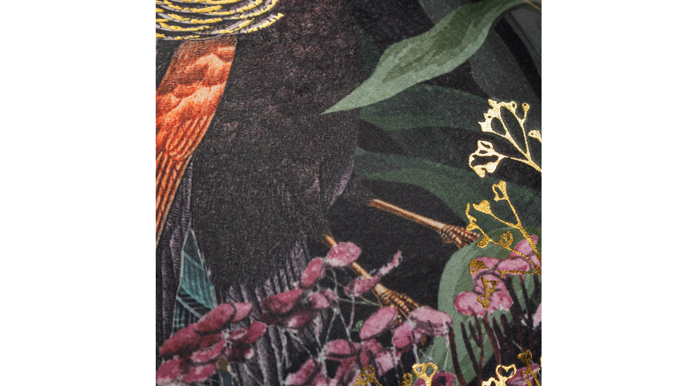 Poszewka dekoracyjna z dzikim ptakiem wśród kwiatów