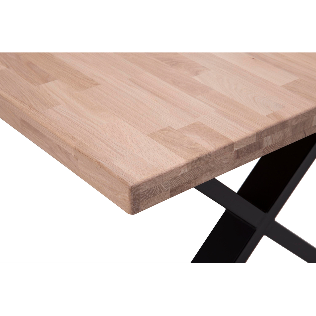Stół industrialny z drewnianym blatem z nogami X IRIS 180x100 cm