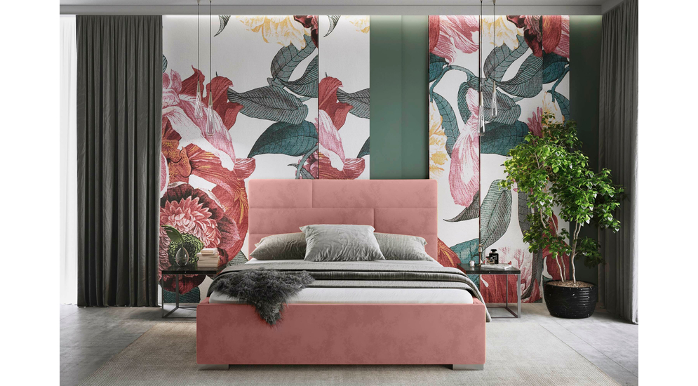 Łóżko różowe z pojemnikiem MEZO 90x200 cm