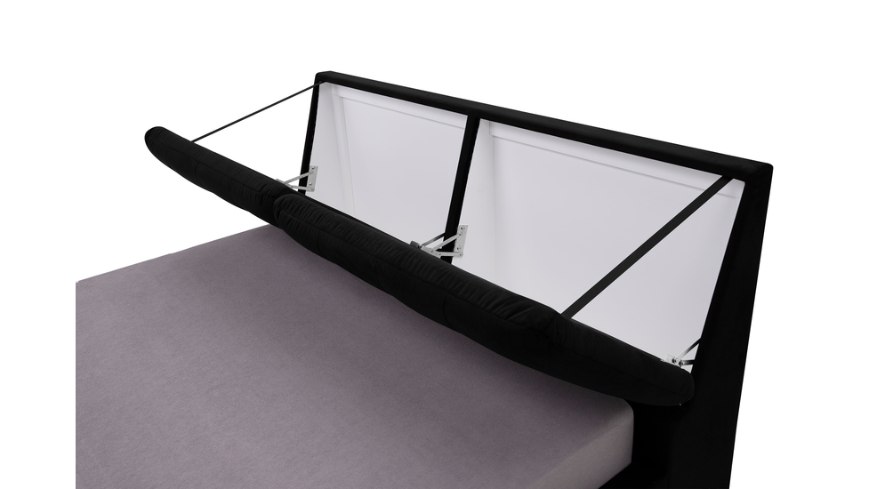 Łóżko tapicerowane czarne ze stelażem ALBEA 160x200 cm