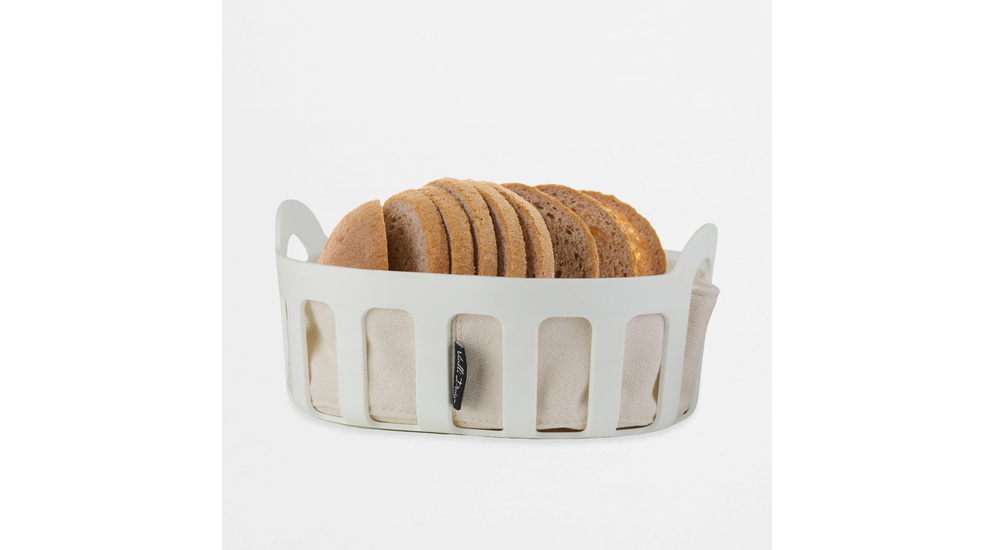 Koszyk na pieczywo z bawełnianym wkładem biały LIVIO na chleb i różne wypieki. 