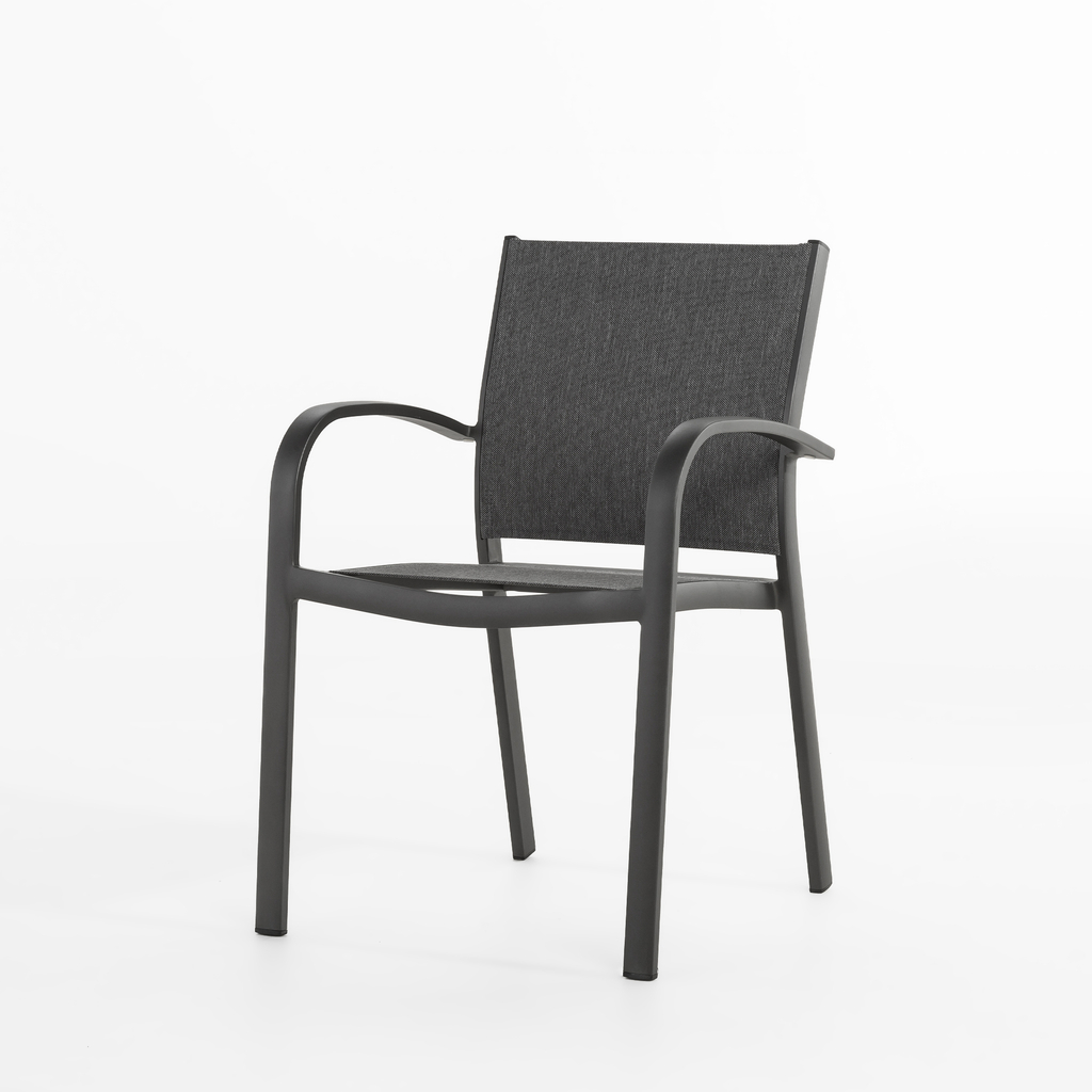 Krzesło do ogrodu aluminiowe z siedziskiem z tkaniny.