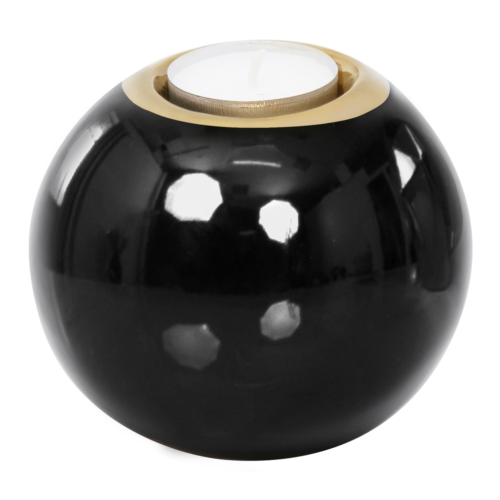Świecznik kula czarno-złoty 8,8 cm