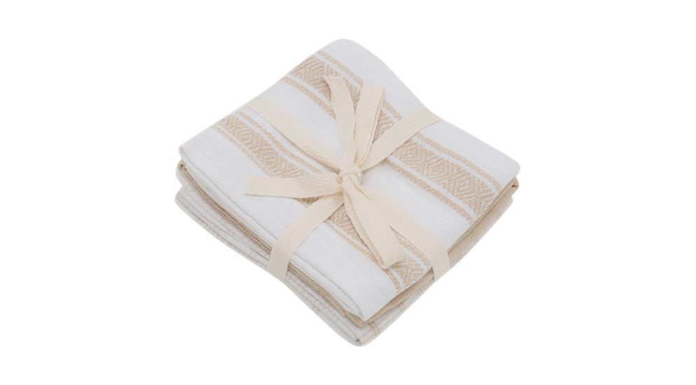 Komplet 3 ręczników kuchennych z bawełny beżowe 40x60 cm