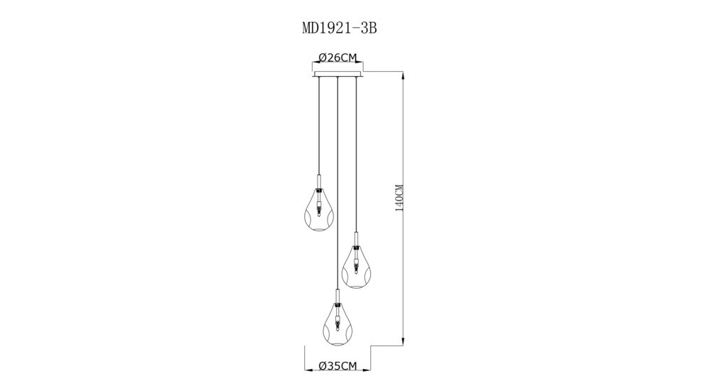 Lampa wisząca BASTONI MD1921-3B