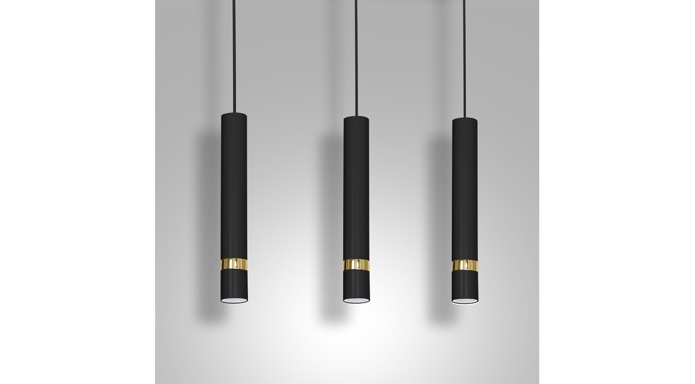 Lampa wisząca loftowa tuba czarno-złota RENO III
