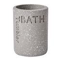 Kubek łazienkowy na szczoteczki cement z napisem bath szary 10,2 cm