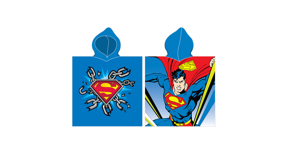 Niebieskie poncho dla dziecka ze wzorem supermana